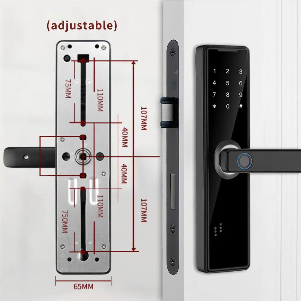 Phipulo Bluetooth Biometric Fingerprint Door Lock Smart Lock Tuya App Remote Unlocking Keyless Lock Electronic Door Lock