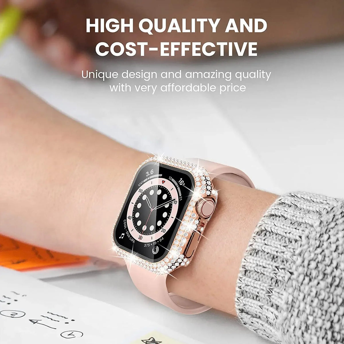 Diamond Watch Case Built-in Tempered Glass for Apple Watch 9 41mm 45mm 38mm 40mm 42mm 44mm iWatch Series 8 7 6 SE 5 4 3 Cover - Stereotech