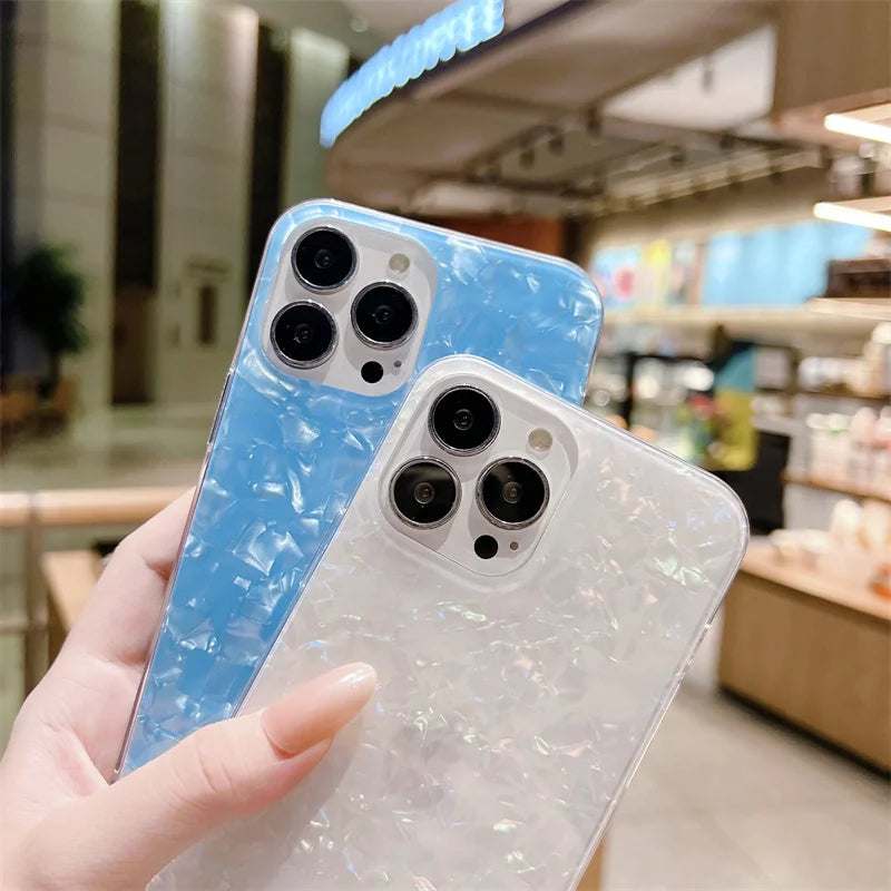 Colorful Dream Shell Texture Phone Case For iPhone 14 13 12 11 Pro Max X XR XS 7 8 14 Plus Shockproof Bumber Soft IMD Back Cover