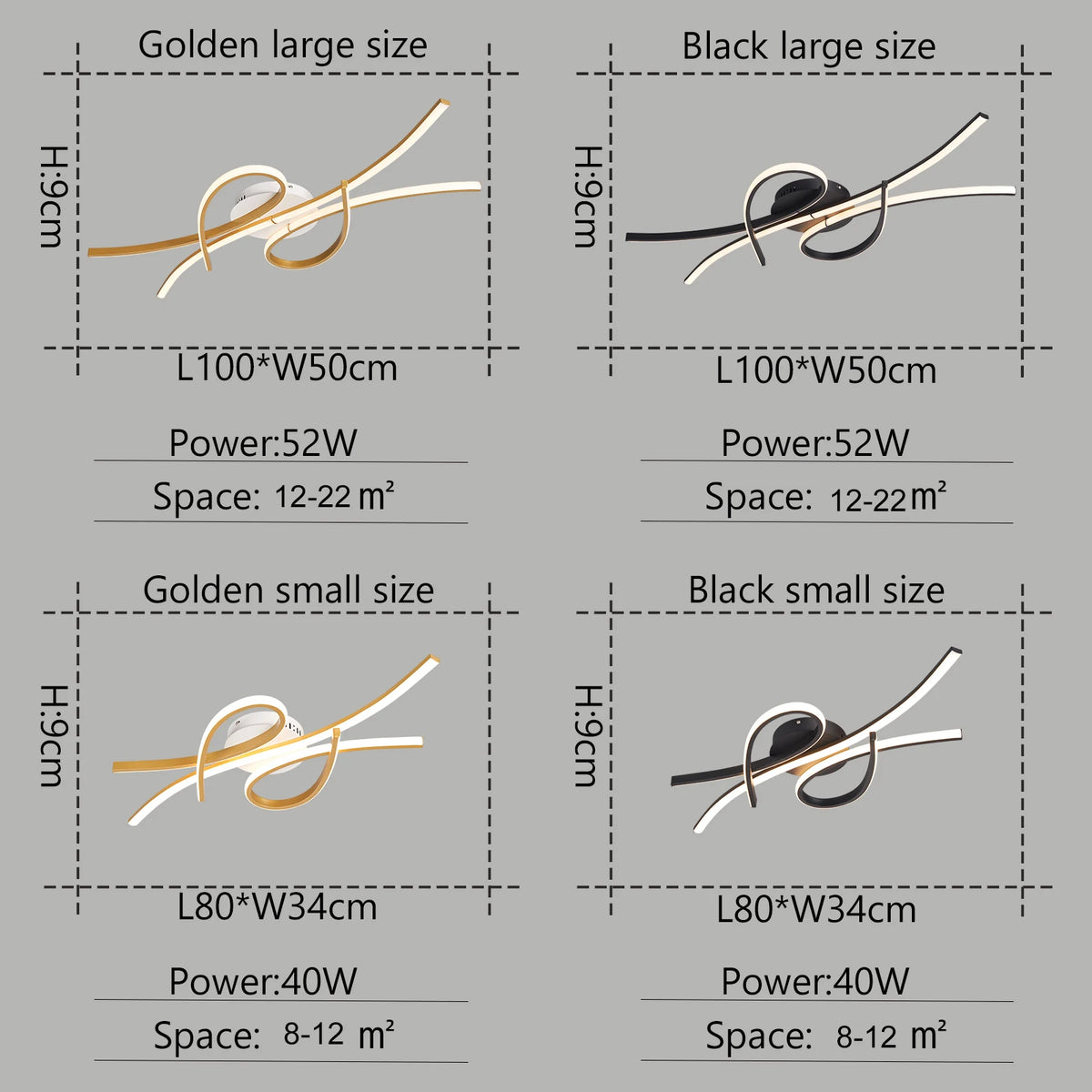 Smart Home Alexa Modern led Ceiling Lights for living room bedroom study room Matte black or Gold finished Ceiling Lamp fixtures