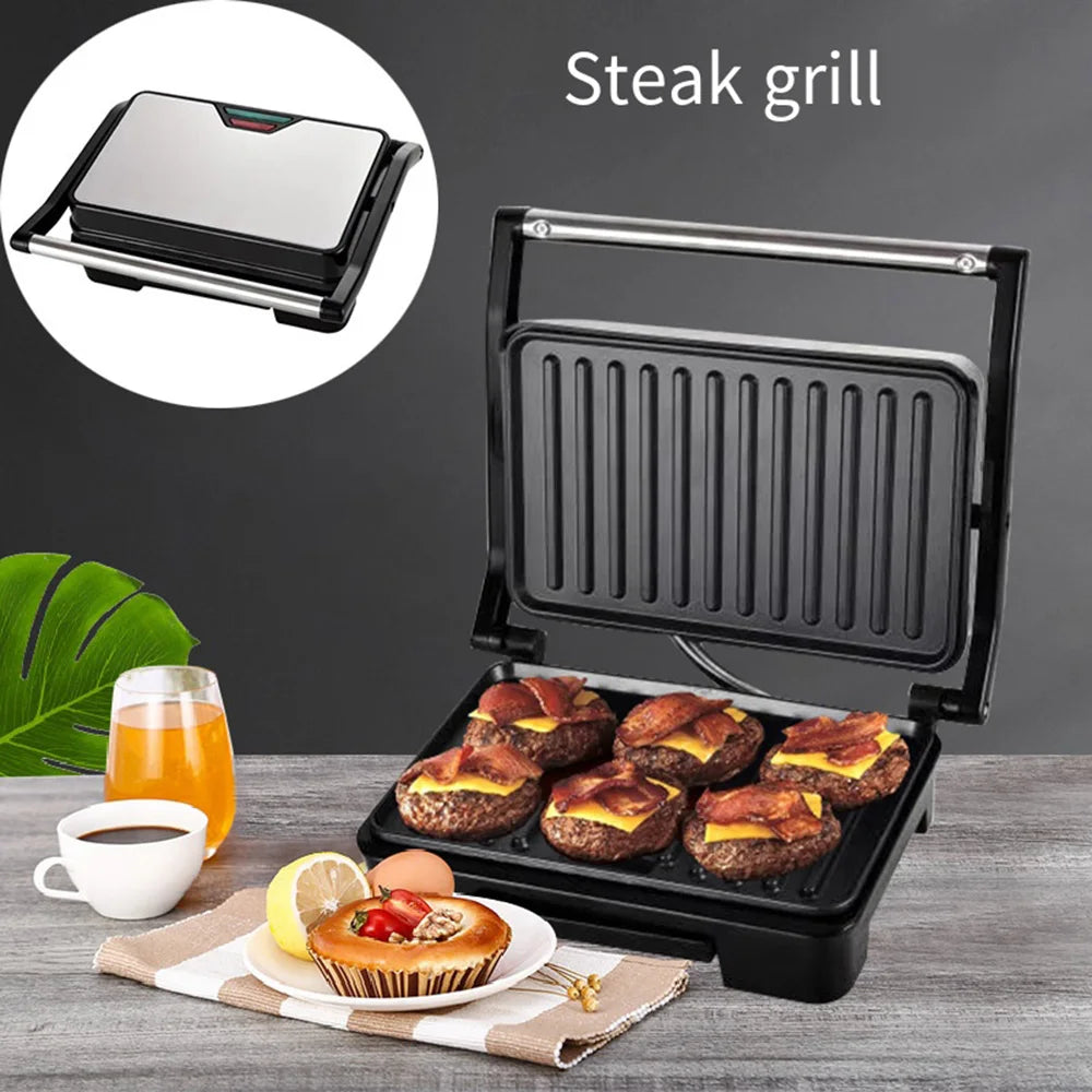 Household Mini Steak Machine Hamburger Fried Egg Electric Sandwich Maker Non Stick Surface Grill Toaster - Stereotech