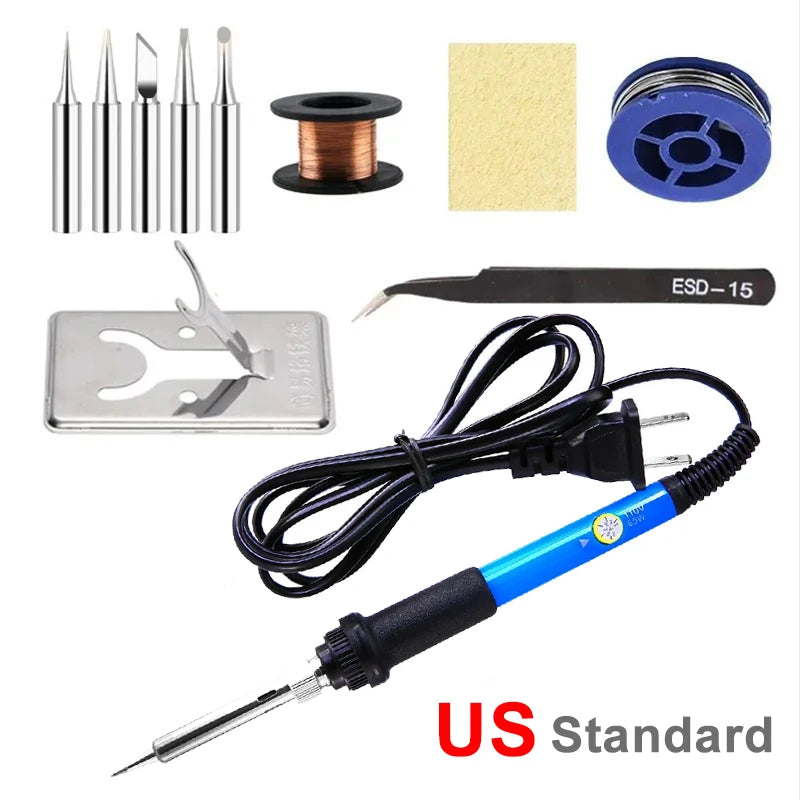 7 in 1 Set Adjustable Temperature Electric Soldering Iron 110V/220V 60W Electric Soldering Iron Set Welding Solder Repair Tool