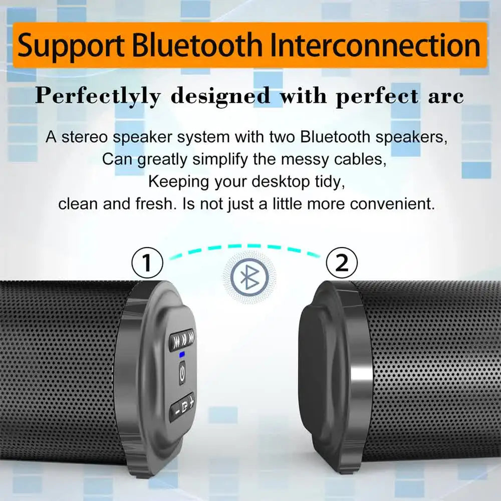 Carpbaba BS28B 20W Wireless Bluetooth Sound Bar System Super Power Speaker Wired Surround Stereo Home Theater TV Projector