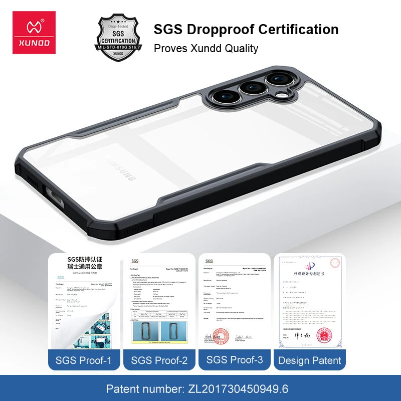 Xundd Phone Case For Samsung Galaxy S24 Plus S24 5G Case Airbag Shockproof PC+TPU Camera Protective Back Transparent Cover