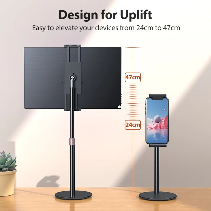 Portable Monitor Stand Height Adjustable Vesa Monitor Tablet Holder up to 24cm Standing Tablet Bracket Desk Mount Wider Base