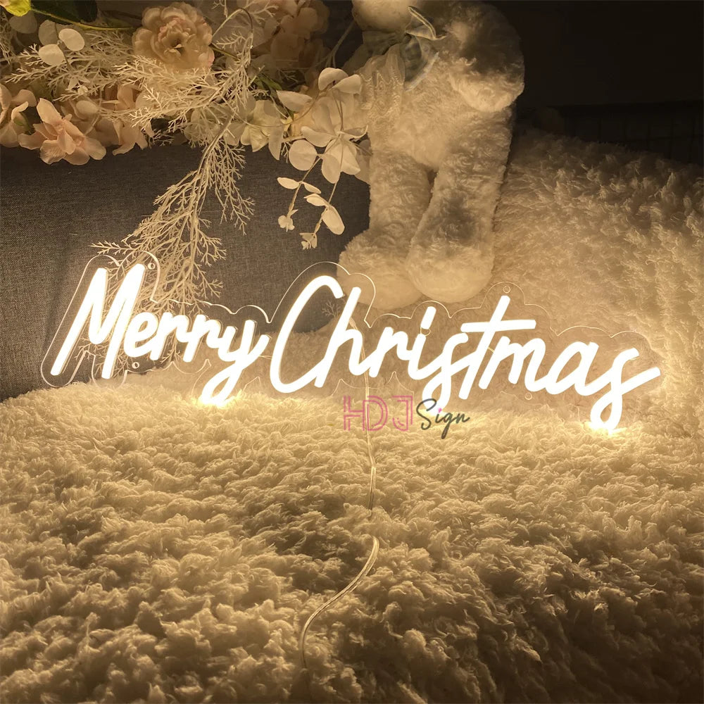 Merry Christmas Neon Led Sign Letter New Year Neon Lights Sign USB Bedroom Christmas Party Home Wall Bar Decor Neon Night Lights