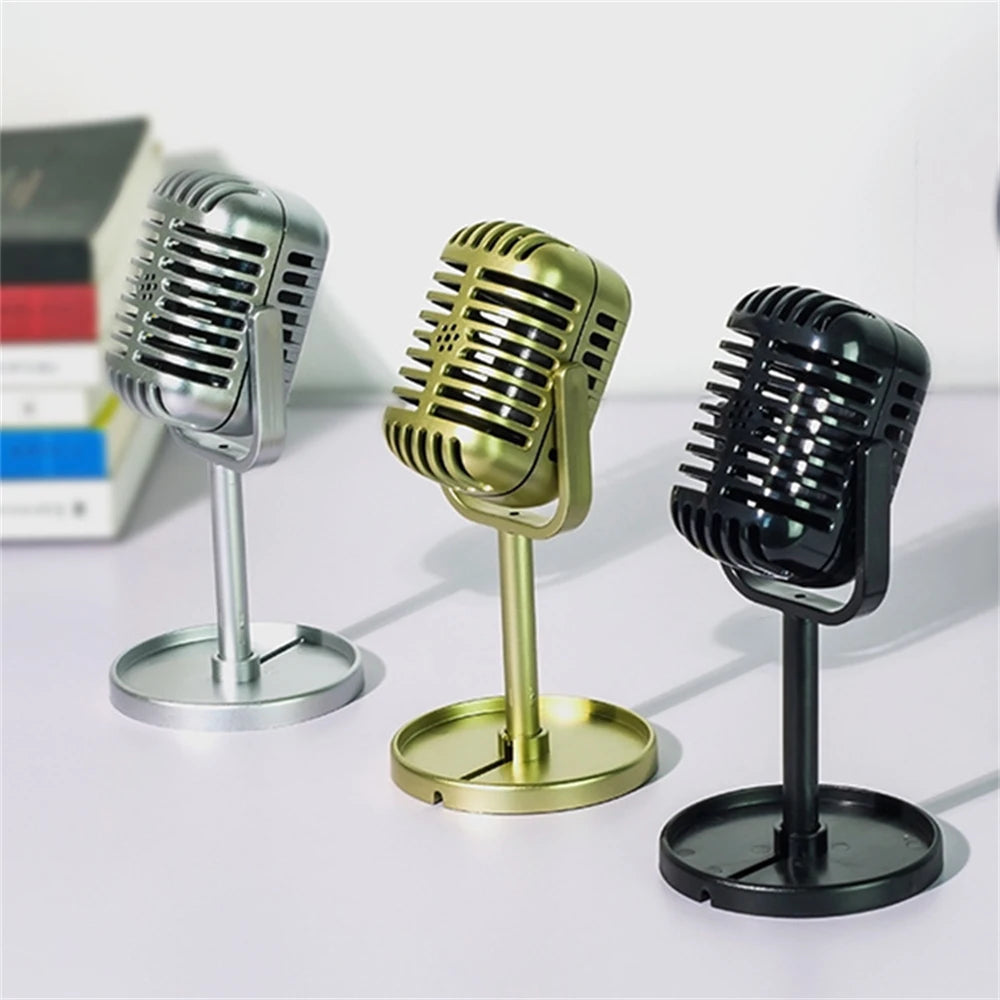 Simulation Classic Retro Dynamic Vocal Microphone Vintage Style Mic Universal Stand For Live Performanc Karaoke Studio Recording - Stereotech