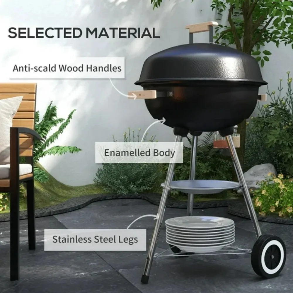 Barbecue Brazier Portable Charcoal BBQ Grill Camping Furnace Outdoor Camp Cooker W/ Wheels Electric Grills Garden Supplies Bar - Stereotech