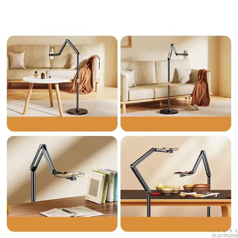 360-degree Rotatable Long Arm Telescopic Aluminum Alloy Metal Ipad Stand, Suitable for 4-12.9 Inch Mobile Phones and Tablets