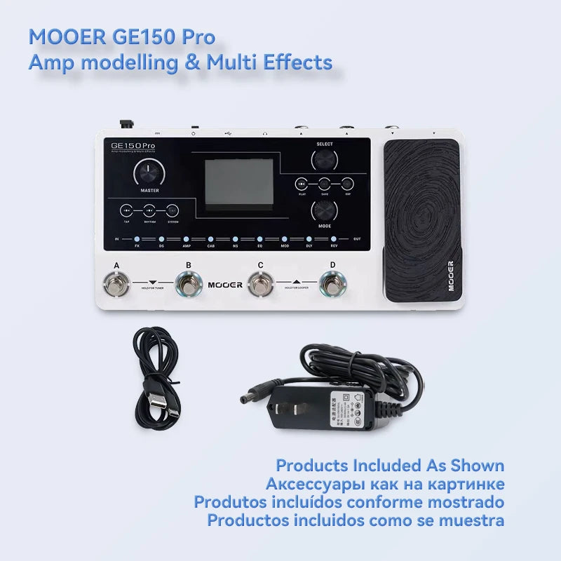MOOER GE150 Guitar Pedal Multi-effects Amp OTG  Looper 151 Effects Tap Tempo Guitar Accessories