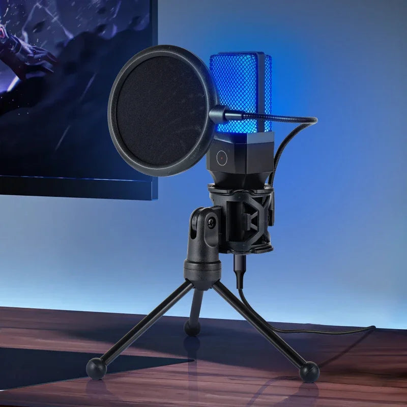 Microphone Stand Gaming Mic Tripod Mount Recording Equipment for Podcast Recording Studio Laptop Desktop Microphone Holder