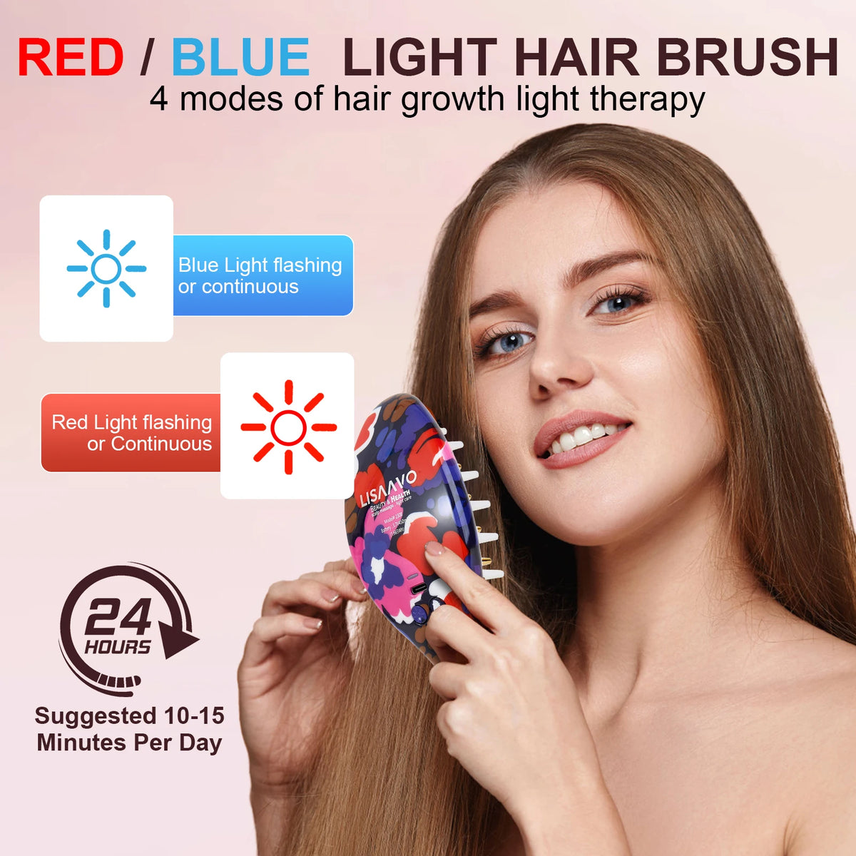 Electric Massage comb Ems Current Hair Comb Scalp massager Red and blue LED hair care to prevent hair loss