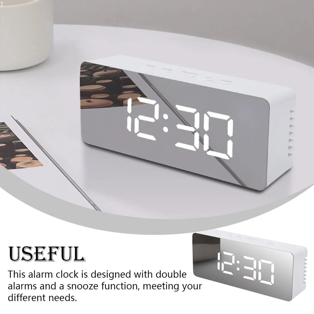 Digital Alarm Surface Miroir Angle Adjustable Memory Function Radio Projector Clock Indoor Thermometer Clocks White Light