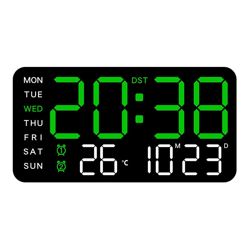 Digital Wall Clock Temperature Date Week Display Dual Alarm Clock Voice Control 5 Levels of Brightness Adjustment Table Clock