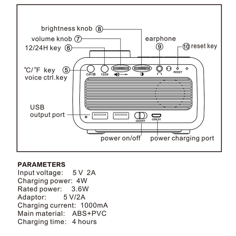 Led Digital Alarm Clock Fm Radio Dimming Rechargeable Temperature Humidity Meter With Snooze Function Watch Table Clock Decor