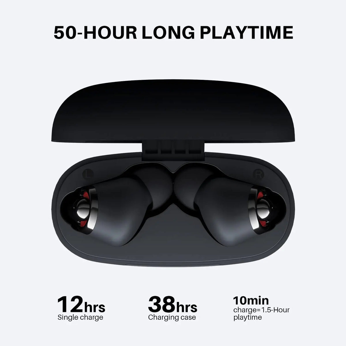 Tribit FlyBuds C1 True Wireless Earbuds Bluetooth Earphones Bluetooth 5.2, 4 Mics 50H Playtime Clear Calls Volume Control