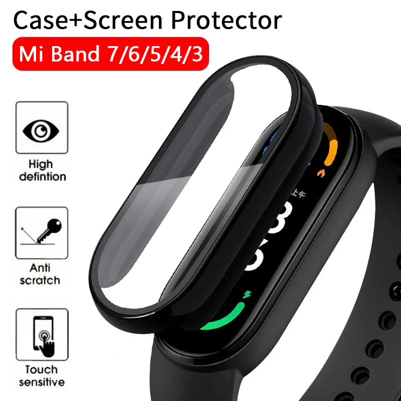 Watch Protective Film with Case for Xiaomi Mi Band 6 5 4 3 Smart Watchband Bracelet 3D Full Screen Anti-Scratch Protector Films