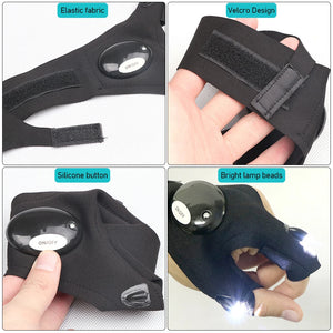 Night Light Fishing Gloves Waterproof Led Fingerless Glove for Biking Camping Hiking Survival Rescue Outdoor Tool