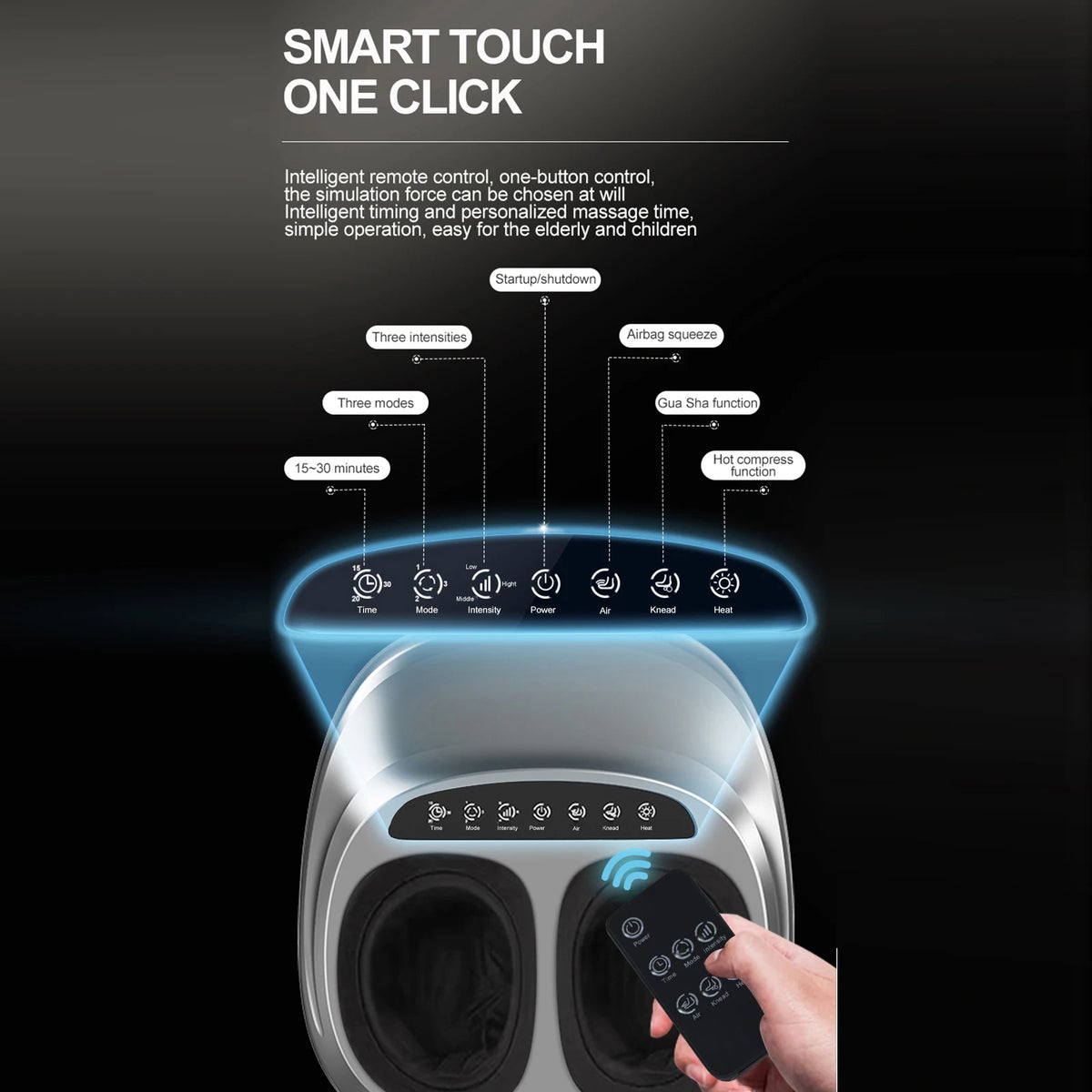 Comfortable Foot Massager for Massage and Relaxation with Handheld Controller 3 Intensities Helps Relax Leg - Stereotech