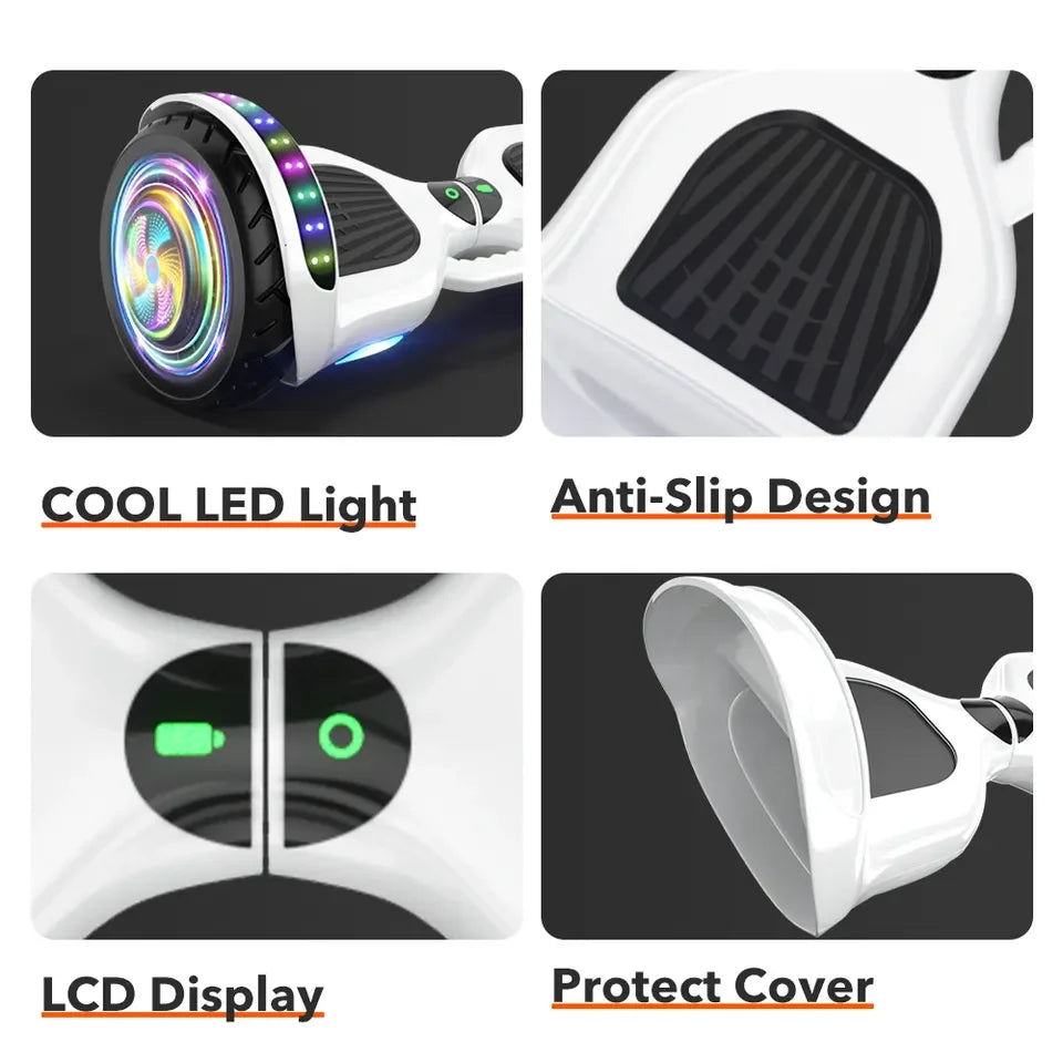 350W Hoverboard with 6.5/8/10 Inch  App Control 36V Self-balancing Electric Scooters for Kids Hover Board