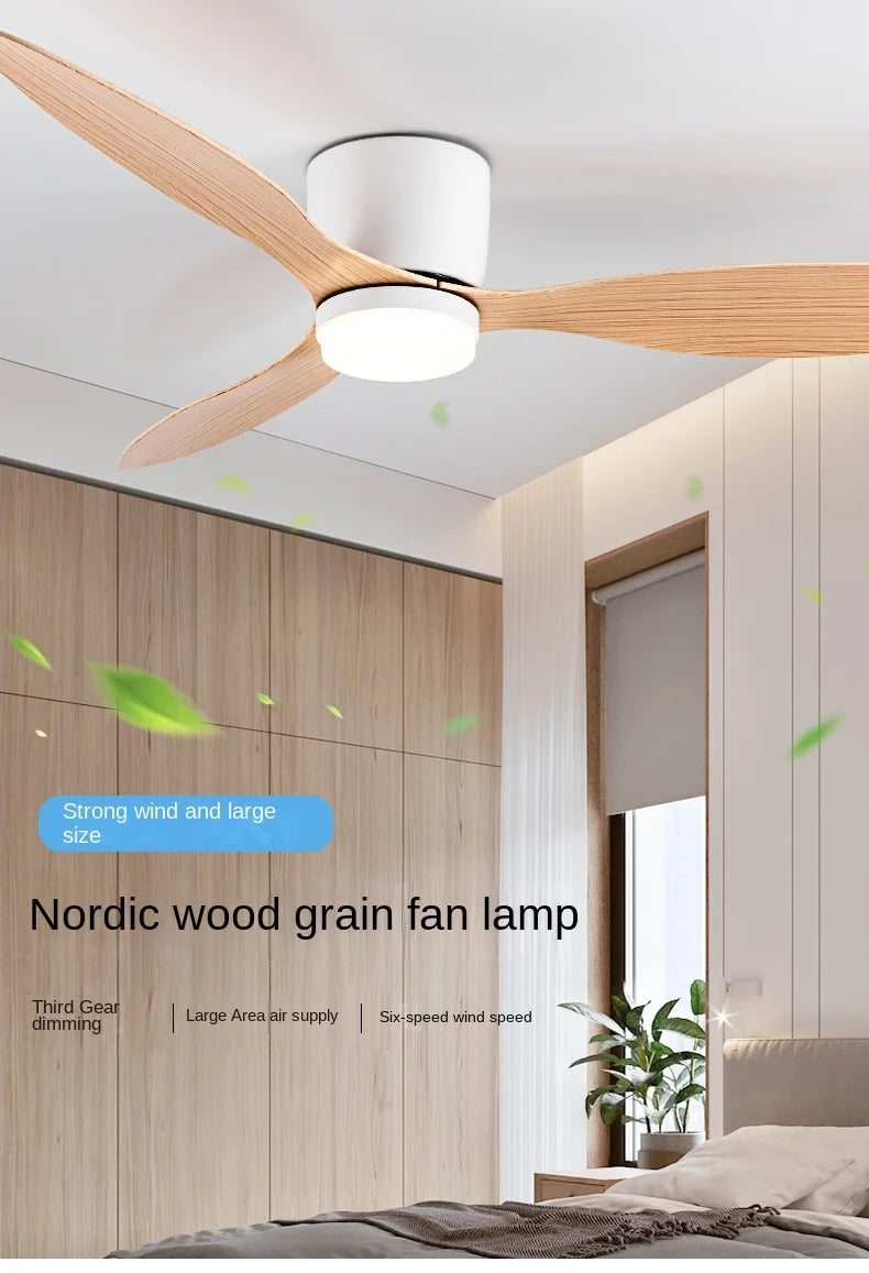 Ceiling Mounted FanLight Intelligent Ceiling FanLamp Bedroom Restaurant Household Lowfioor Electric Fan CeilingLamp Nordic Style - Stereotech