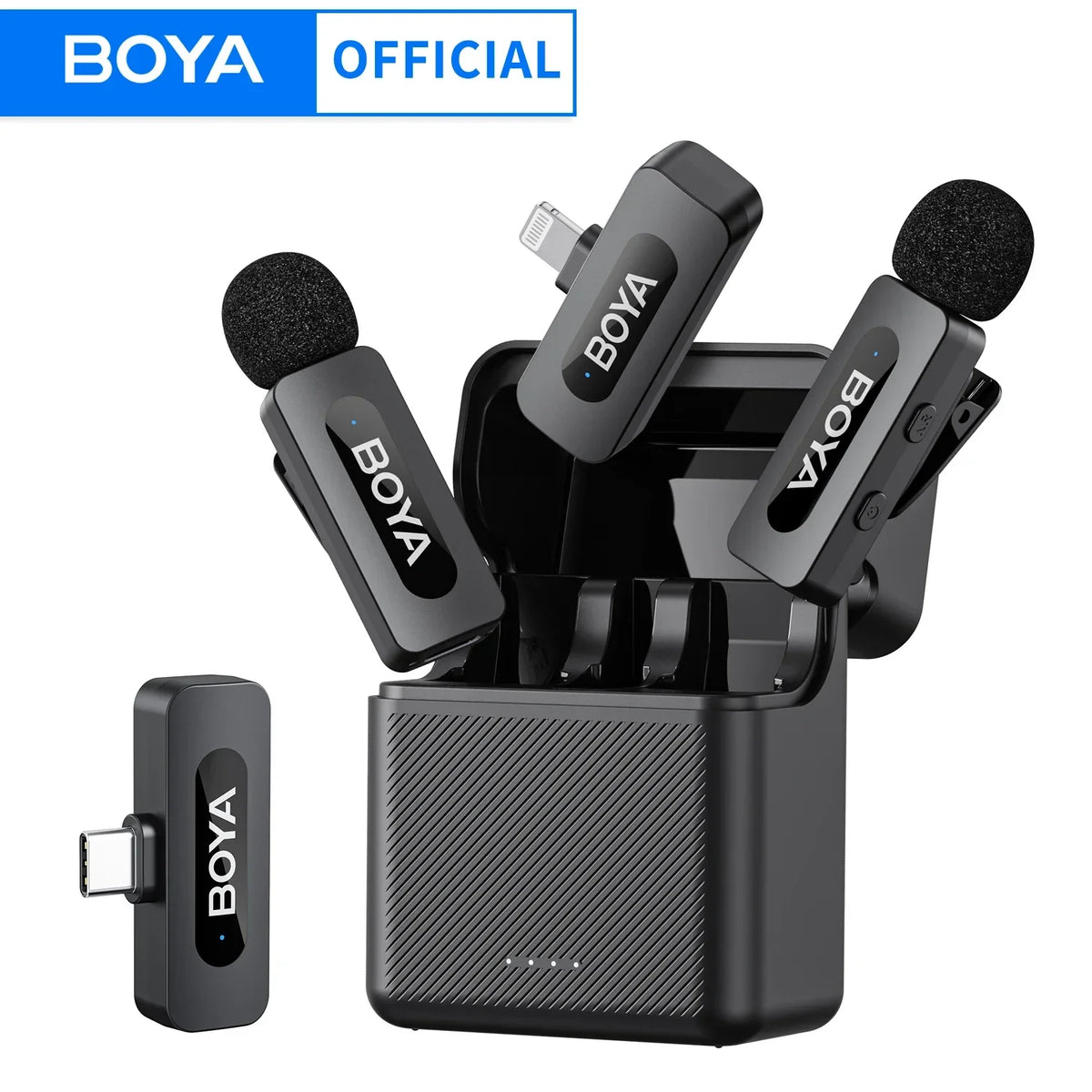 BOYA BY-V3 Wireless Lavalier Lapel Mirophone Noise-cancelling Rechargeable Mic for iPhone Android Camera Live Streaming Vlogging