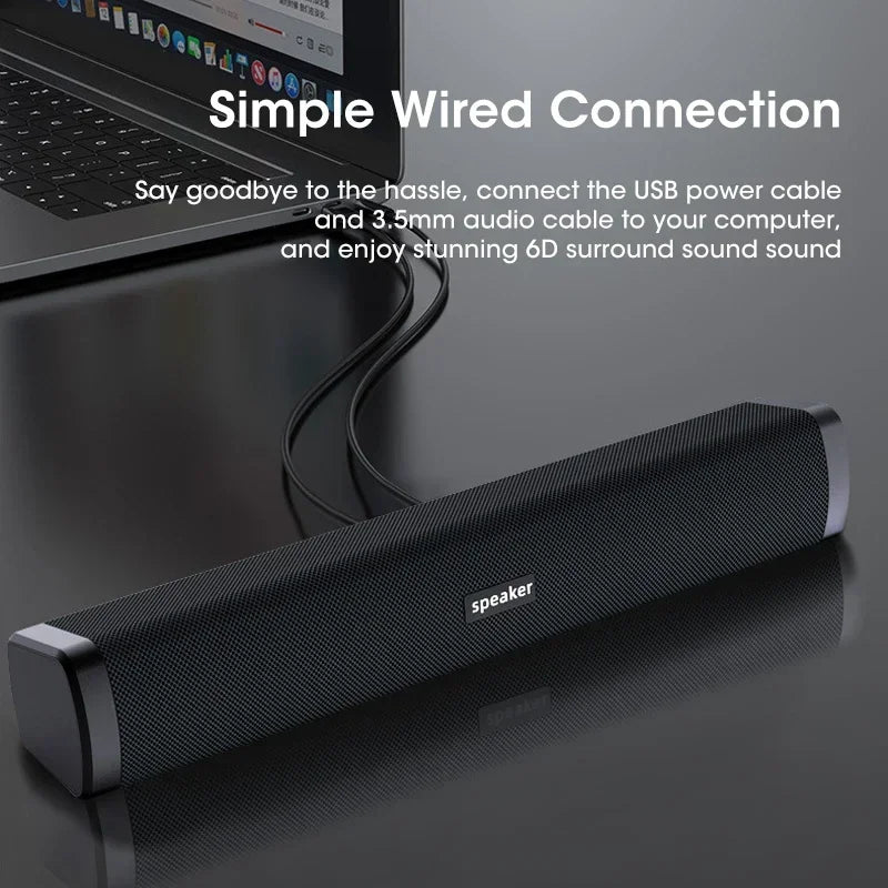 4D Wired Computer Speaker Bar Stereo Sound Subwoofer For Macbook Laptop Notebook PC Music Player PC Soundbar Loudspeaker