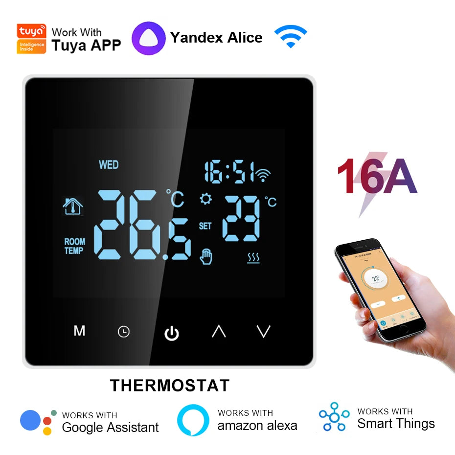 Tuya Smart Home Wifi Heating Thermostat Heating Water/Gas Boiler Electric Floor Temperature Controller for Alexa Google Home220V - Stereotech