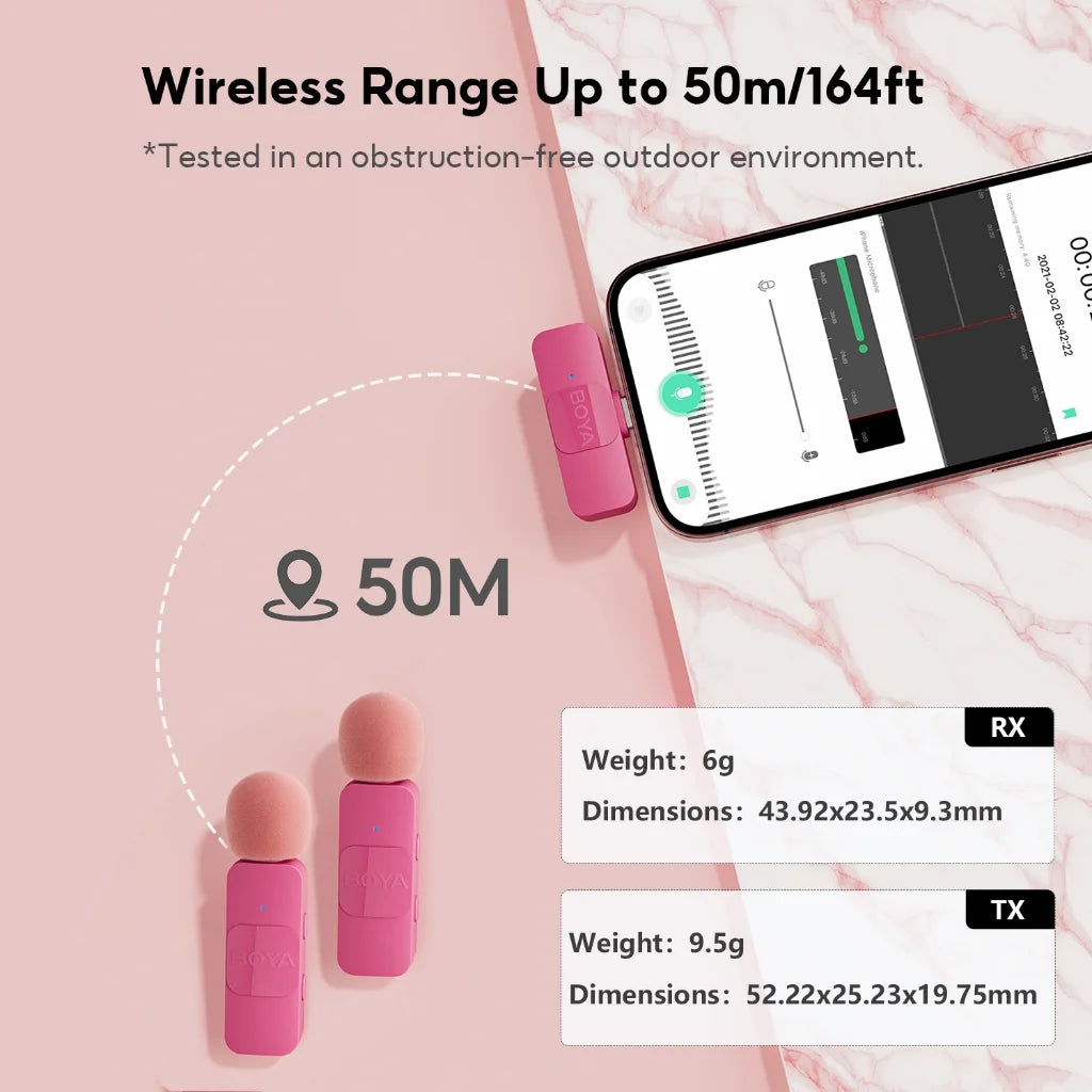 BOYA BY-V-P Wireless Lavalier Lapel Microphone for iPhone15 14 Android Type-C Smartphone Youtube Recording Gaming Streaming Vlog