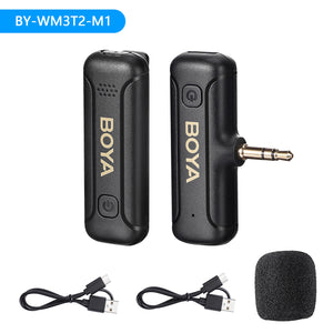 BOYA BY-WM3T2 Professional Wireless Lavalier Lapel Mini Microphone for iphone ipad Android Live Broadcast Streaming Vlogging