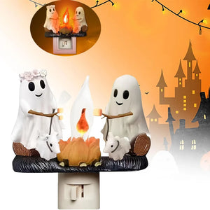 Ghost Campfire Flickering Nightlight Bonfire Flame Halloween Night Light LED Small Electric Simulation Bonfire Star Night Light