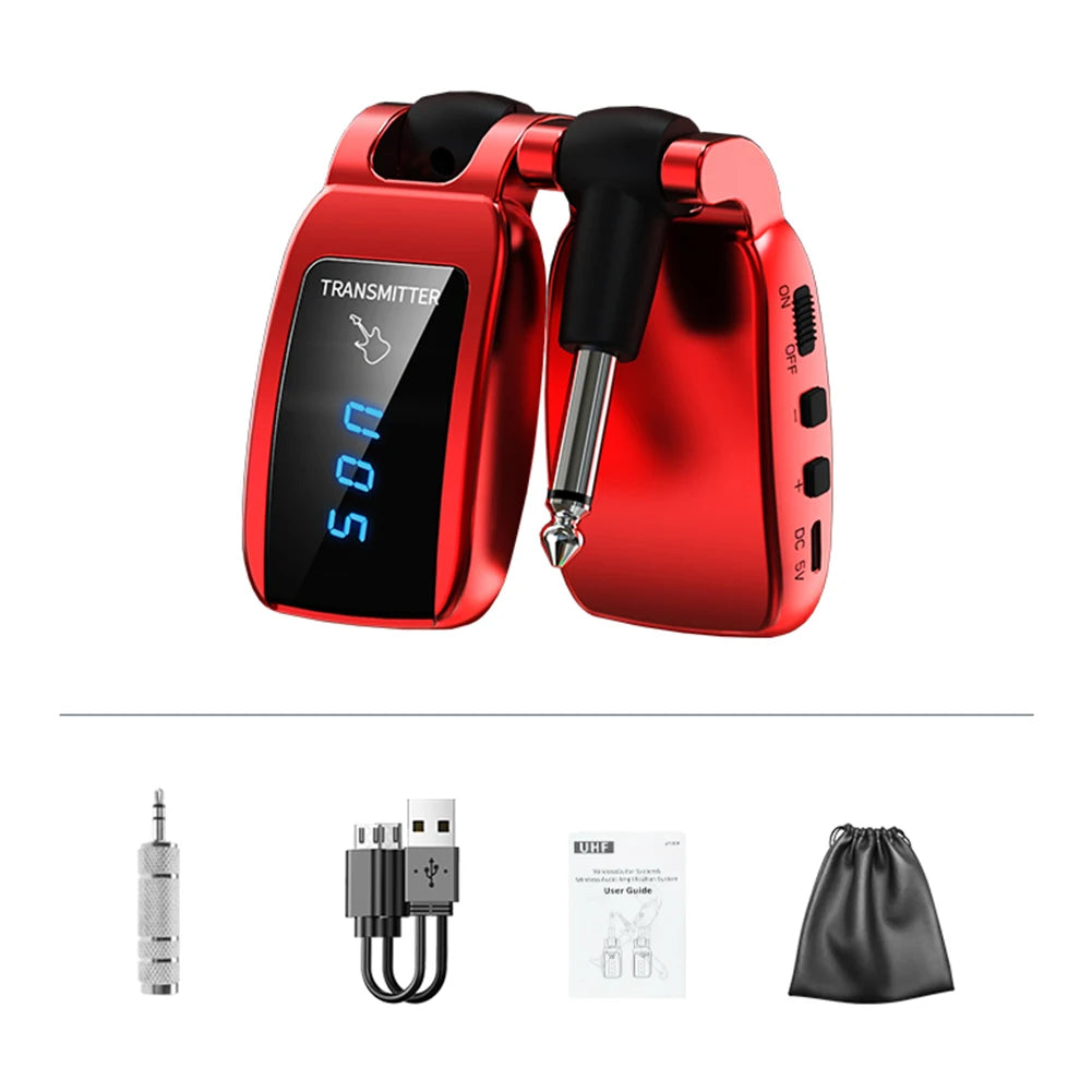 Guitar Transmitter Receiver Set Use Time Up To 8h Guitar Earphone Amplifier 5.8GHz/2.4GHz for Guitar Bass Electric Instruments