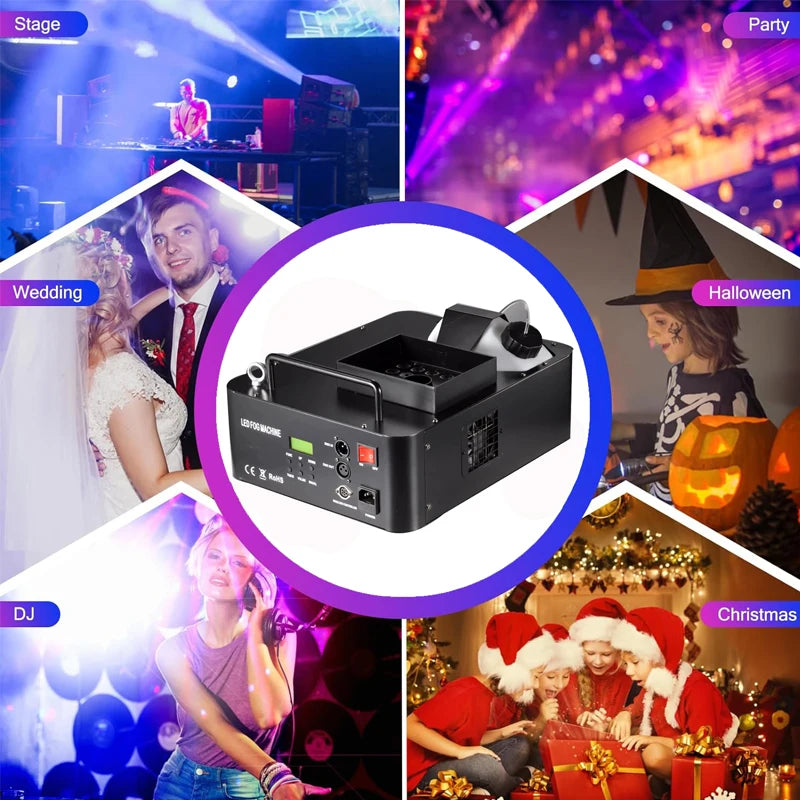 1500W Fog Machine DMX RGB 3 in1 24 LED Vertical Stage Smoke Machine With Remote Contol For Halloween Party Wedding Smoke Effect