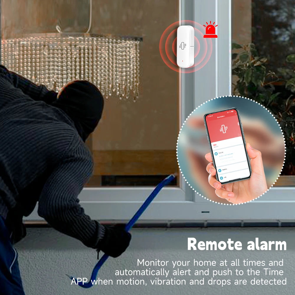 Tuya Zigbee Smart Vibration Sensor Detection Smart Life APP Notification Real-Time Monitor Motion Shock Alarm History Record - Stereotech
