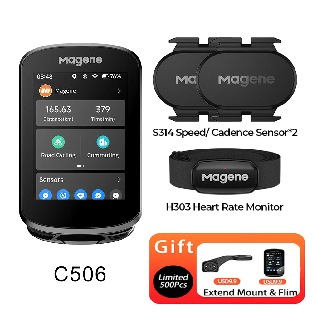 Magene C506 GPS Bike Computer Navigation WiFi Speedometer Color Touchscreen MTB Road Bicycle Odometer Cycling Training Notice