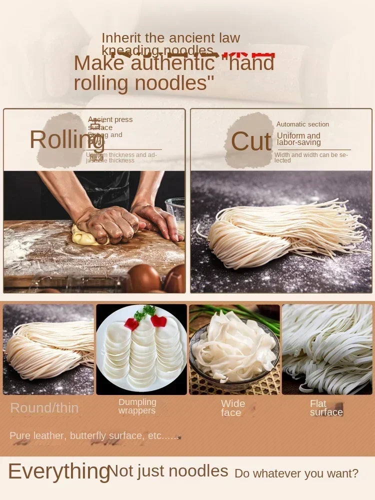 220V electric noodle pressing machine, noodle machine, fully automatic stainless steel multifunctional rolling machine - Stereotech