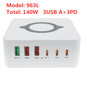 160W 5 Ports GaN USB C Charger Station 15W Wireless Charging PD 65W QC3.0 Type C Fast Charger for iPhone Macbook Samsung Laptop