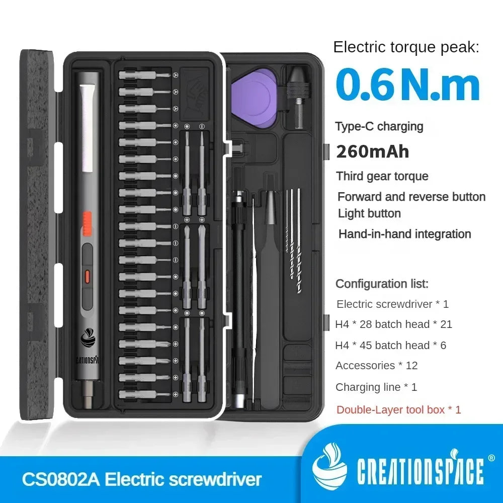 CreationSpace Mini Drill Screwdriver Kit 29/42 in 1 Precision Screwdriver 3 Torque Magnetic Screwdriver Household Repair Tools