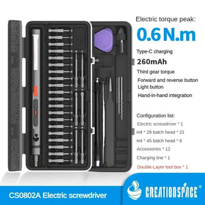 CreationSpace Mini Drill Screwdriver Kit 29/42 in 1 Precision Screwdriver 3 Torque Magnetic Screwdriver Household Repair Tools