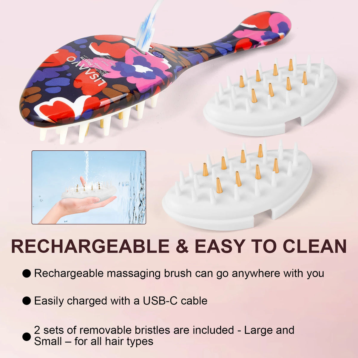 Electric Massage comb Ems Current Hair Comb Scalp massager Red and blue LED hair care to prevent hair loss