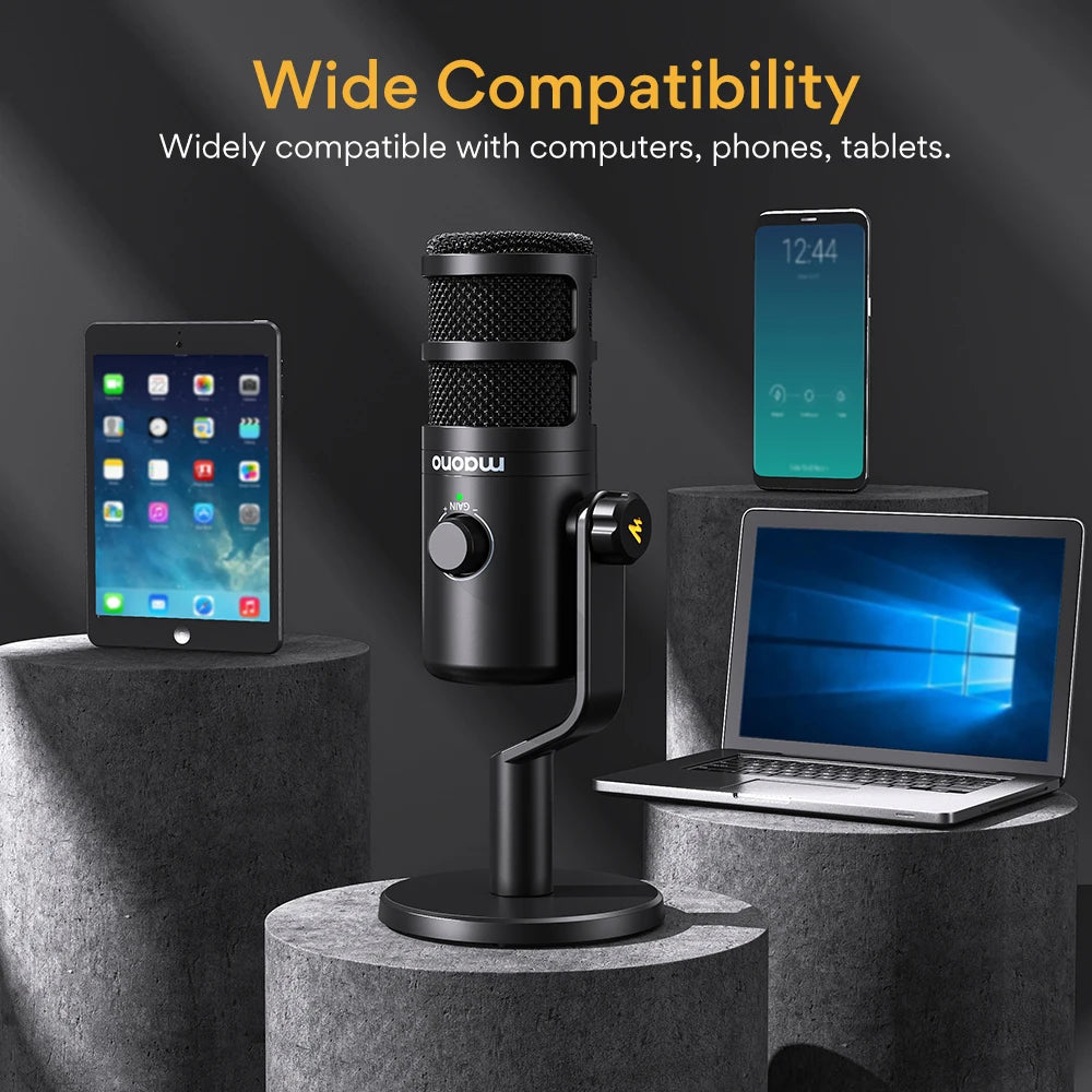 MAONO PD100U Dynamic USB Microphone With Type-c Connector For Phone Compute Metall Mic For Recording Streaming Gaming - Stereotech