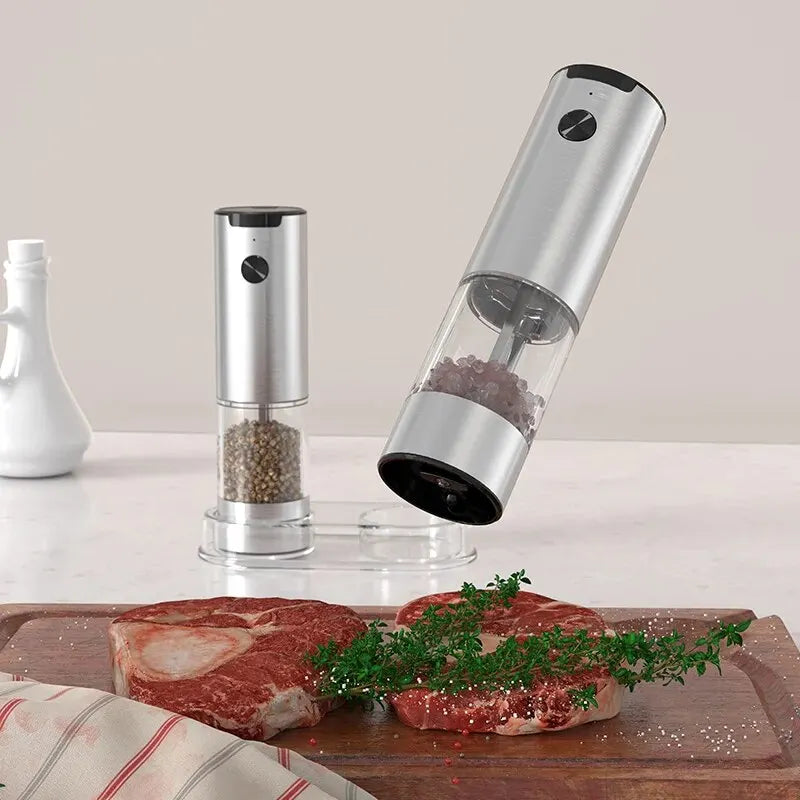 Electric Automatic Mill Pepper And Salt Grinder With LED Light Adjustable Coarseness Grinder Kitchen Tools - Stereotech