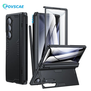 Shockproof Phone Case For Samsung Galaxy Z Fold 6 With S Pen Holder&Screen Protector Armor Case Full Body Hinge Protection Cover