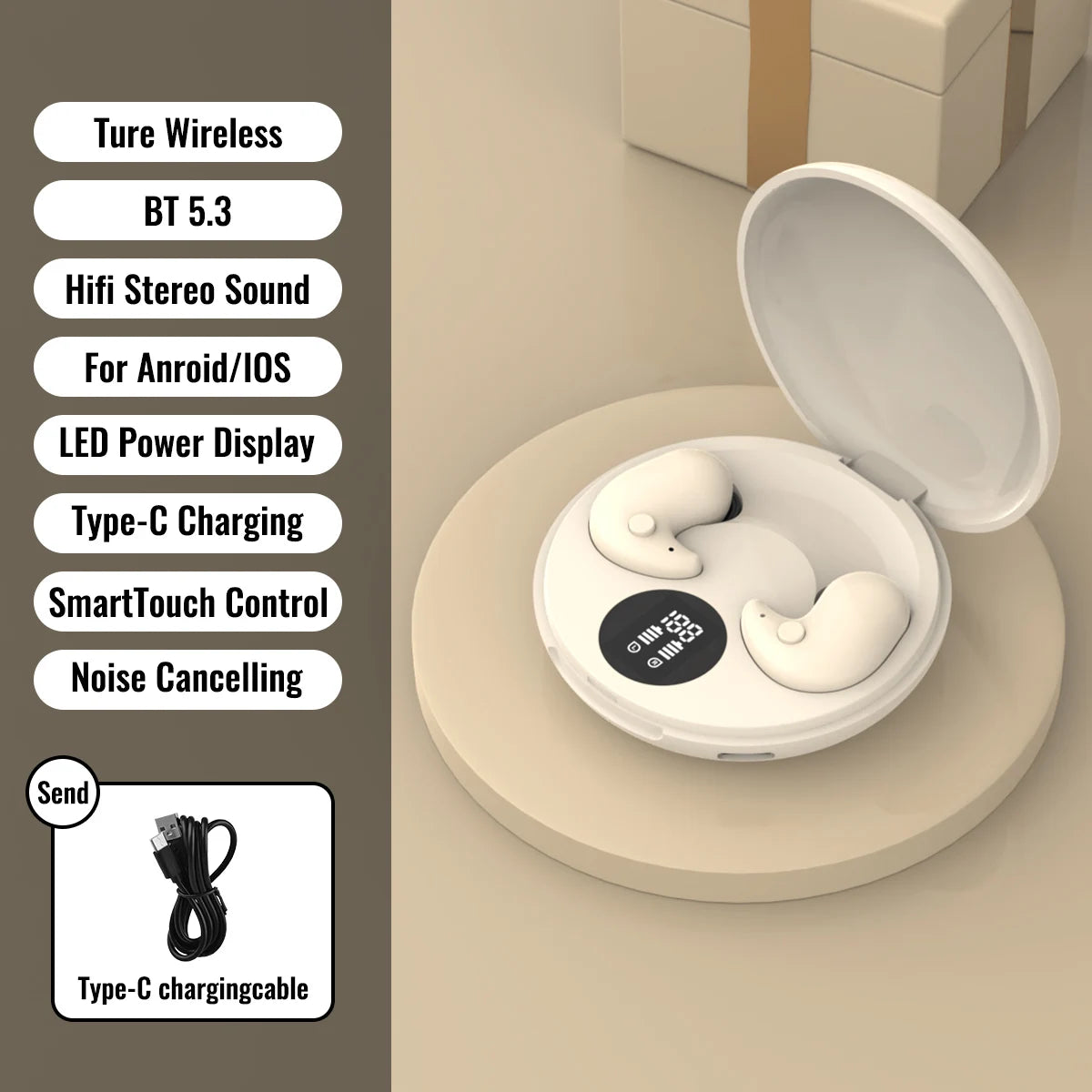 Sleep Invisible Earphone Mini Hidden Headphones In Ear IPX5 Waterproof Wireless Bluetooth Earbuds with Mic HIFI Music Headset