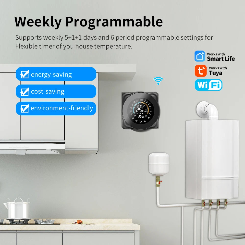 Tuya Wifi Thermostat Electric Floor Water/Gas Boiler Heating LCD Digital Touch Temperature Control Smart Life Google Home Alexa