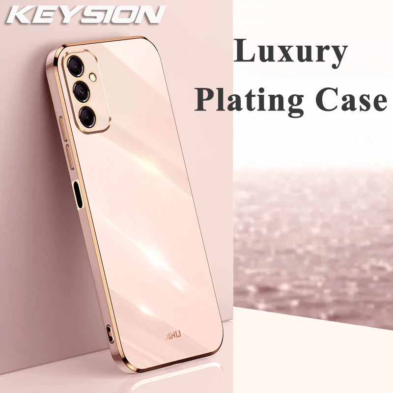KEYSION Luxury Plating Case for Samsung M35 5G Soft TPU Silicone Square Shockproof Phone Back Cover for Samsung Galaxy S24 FE 5G