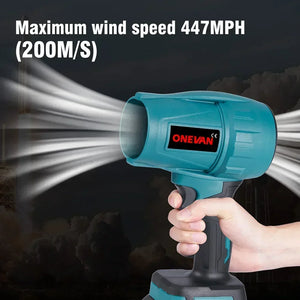 ONEVAN Brushless 2000W Electric Turbo Blowers Jet Fan 200M/S Violent Car Dryer Handheld Dust Blowing Tool for Makita 18V Battery