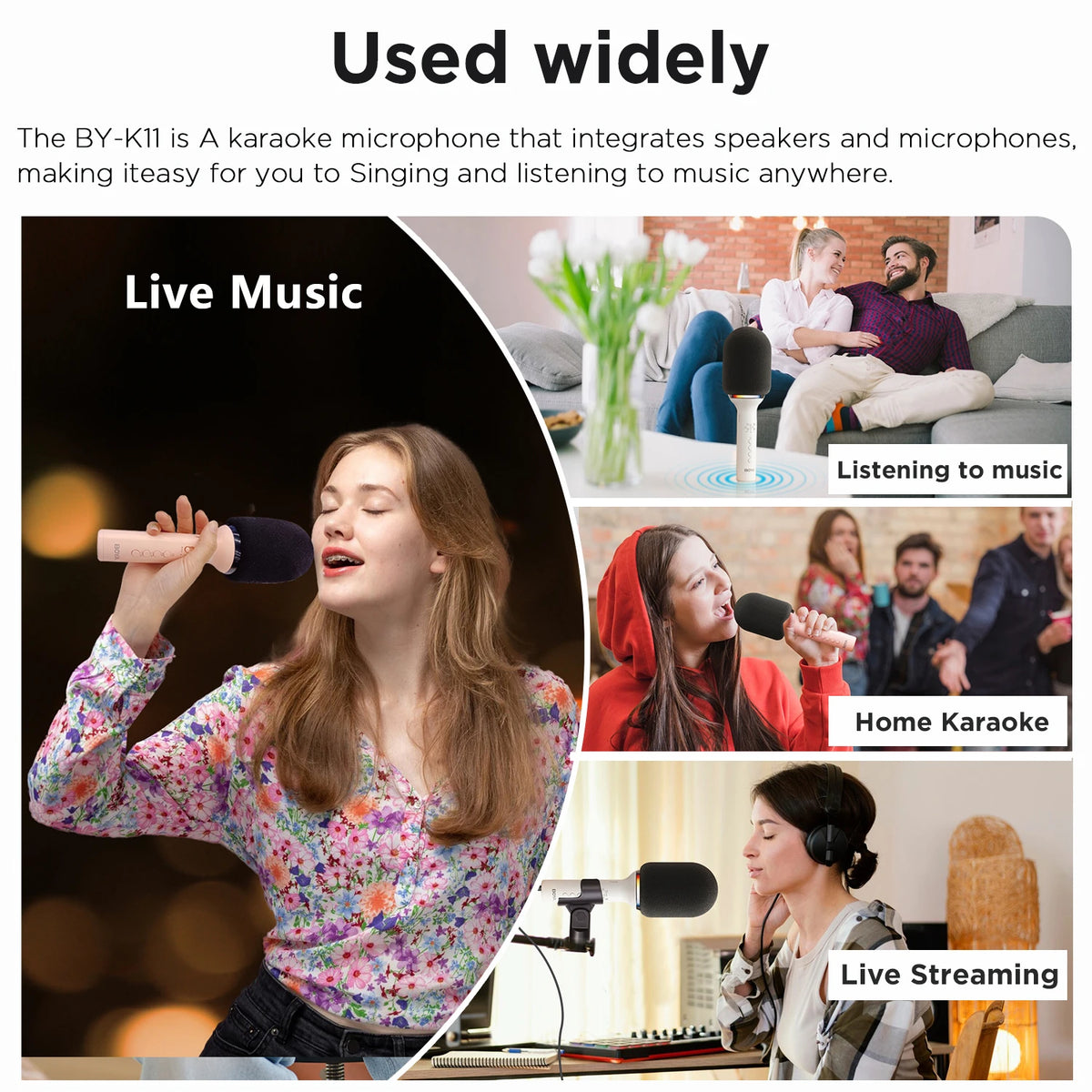 BOYA K11 Bluetooth Wireless Karaoke Microphone Portable Singing Machine for Kids Singing,KTV,Rever,Voice Changer,Live Streaming