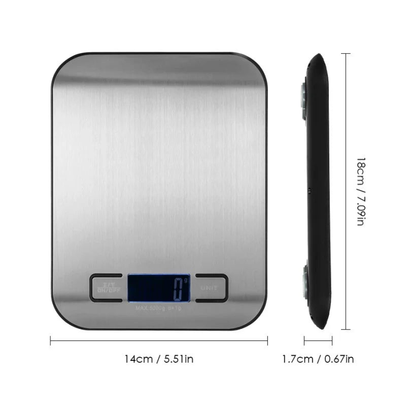Digital Kitchen Scale 5kg/10kg Stainless Steel Panel USB Charg Precise Small Platform Scale Portable Multifunction LCD Display - Stereotech