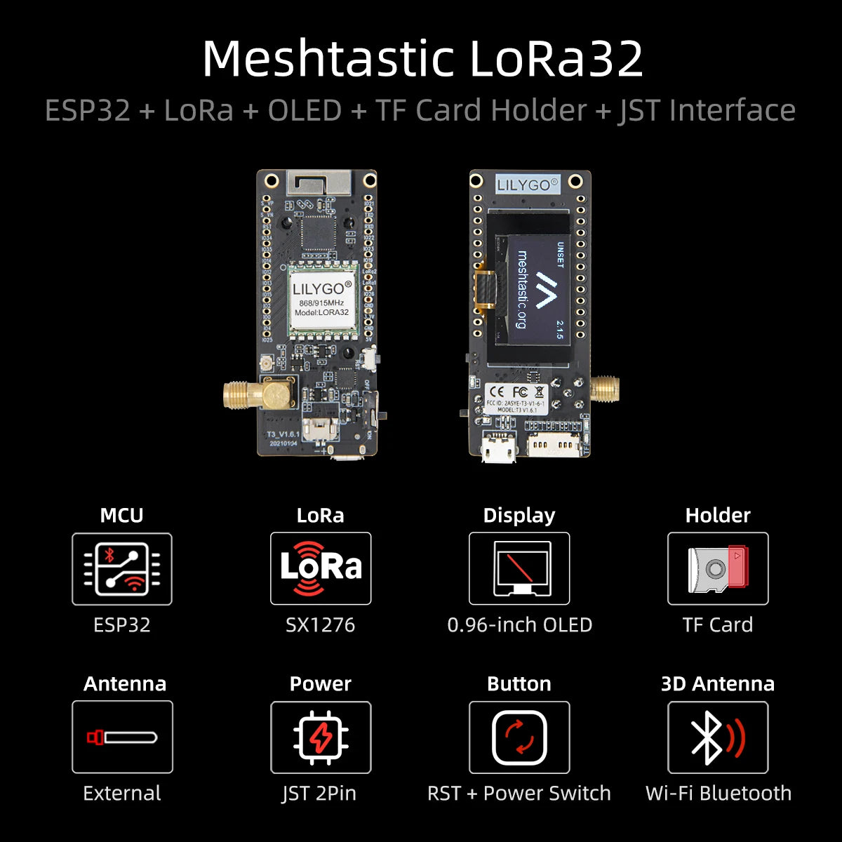 LILYGO® TTGO Meshtastic LoRa32 ESP32 LoRa Development Board SX1276 SX1278 Module 433/868/915MHz 0.96 Inch OLED LoRa Low Power